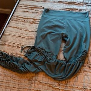 High waisted teal leggings